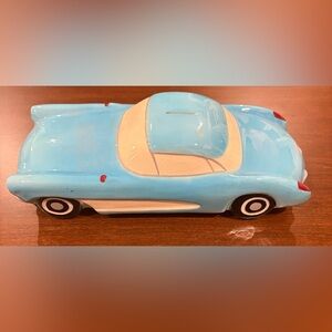 Vintage power blue Chevrolet corvette car piggy bank classic car timeless 80s